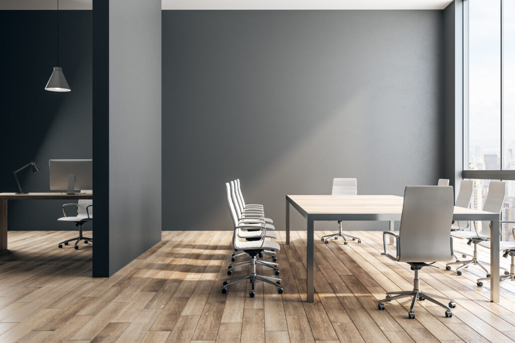 Black office interior